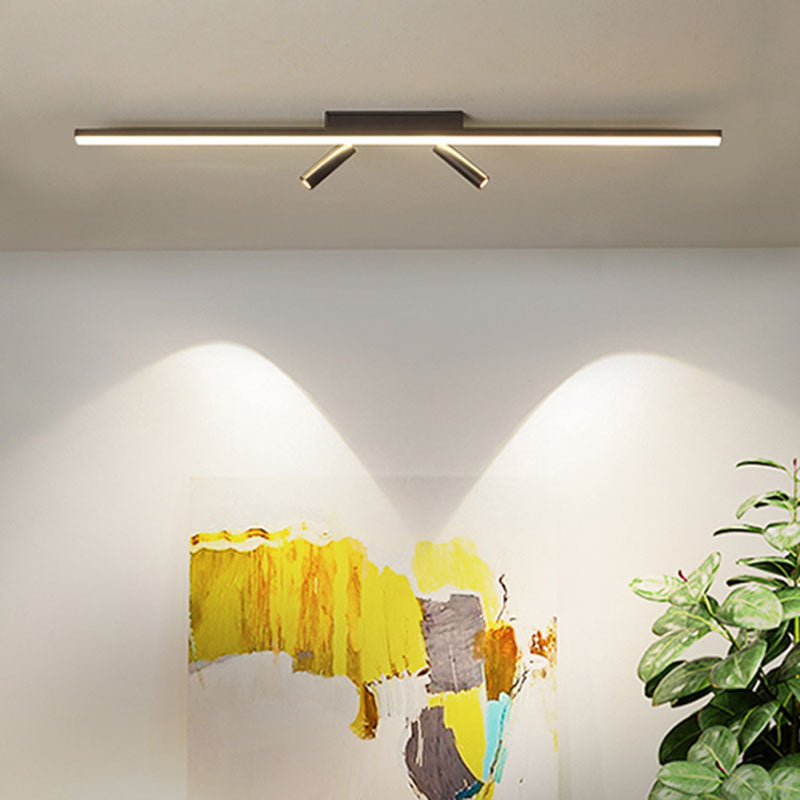 Modern Strip Plafond Licht Metaal Zwart 3 Licht Spoor Flush Mount Licht voor woonkamer