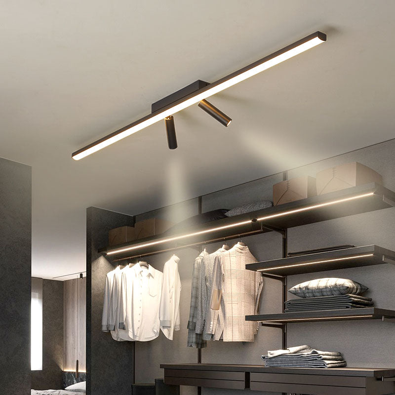 Modern Strip Plafond Licht Metaal Zwart 3 Licht Spoor Flush Mount Licht voor woonkamer