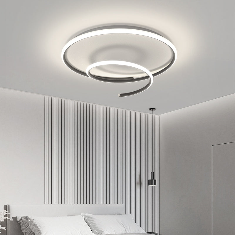 Contemporary Metal Ceiling Light Linear Black Flush Mount Light für Schlafzimmer