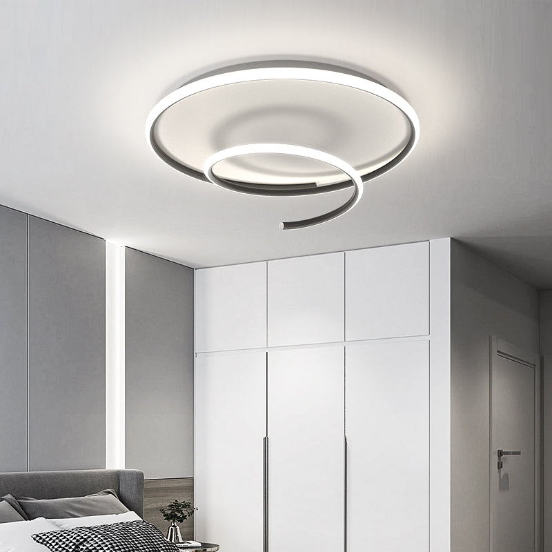 Contemporary Metal Ceiling Light Linear Black Flush Mount Light for Bedroom