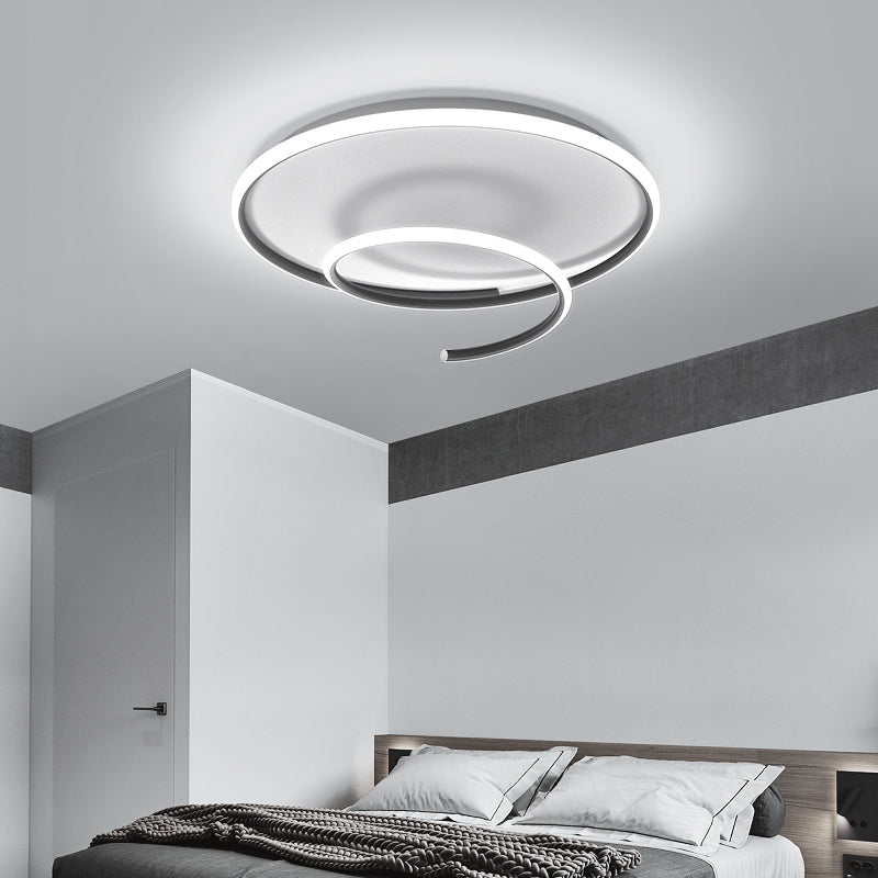 Contemporary Metal Ceiling Light Linear Black Flush Mount Light for Bedroom