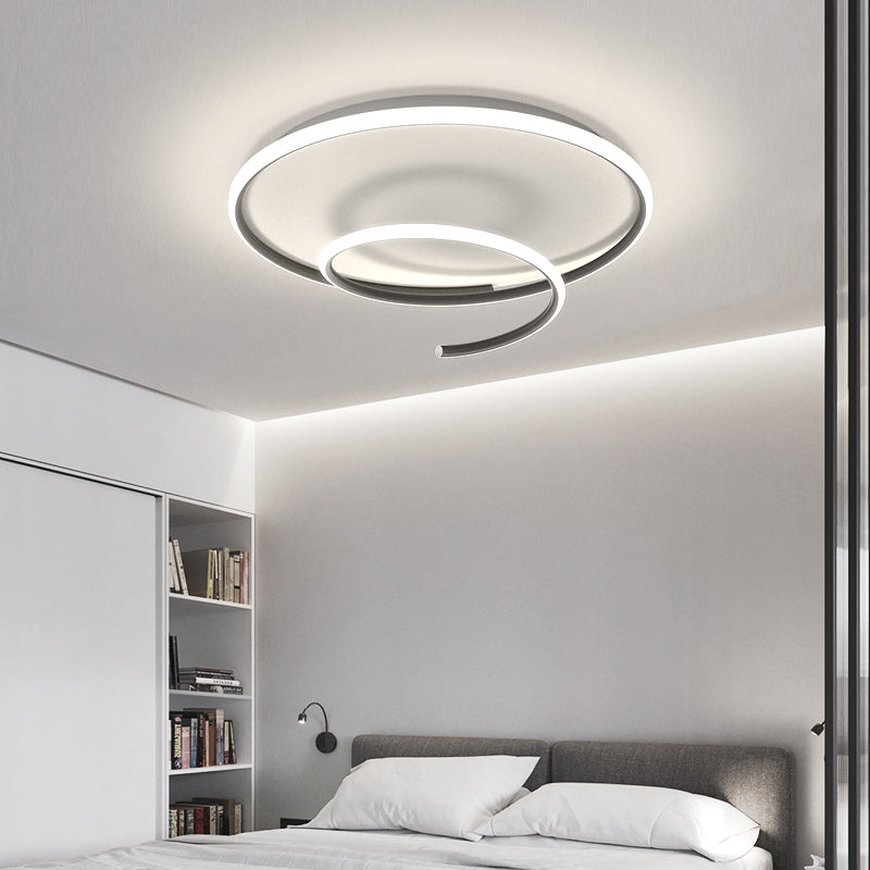 Contemporary Metal Ceiling Light Linear Black Flush Mount Light für Schlafzimmer