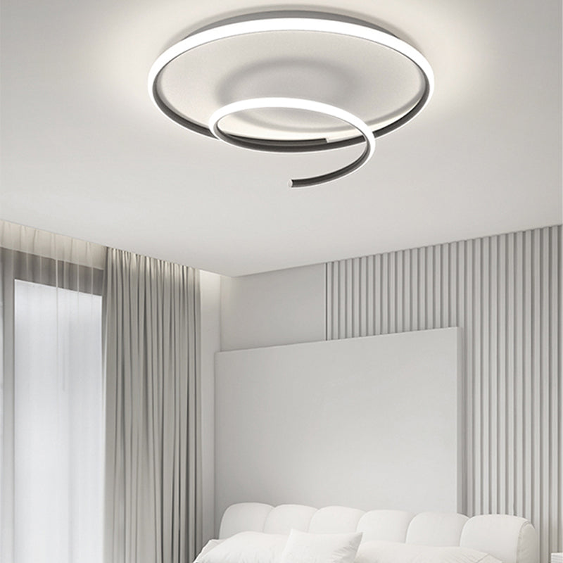 Contemporary Metal Ceiling Light Linear Black Flush Mount Light für Schlafzimmer