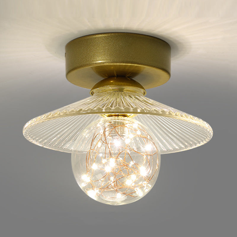 Hallway LED Ceiling Lamp Simple Style Brass Small Flush Mount Light