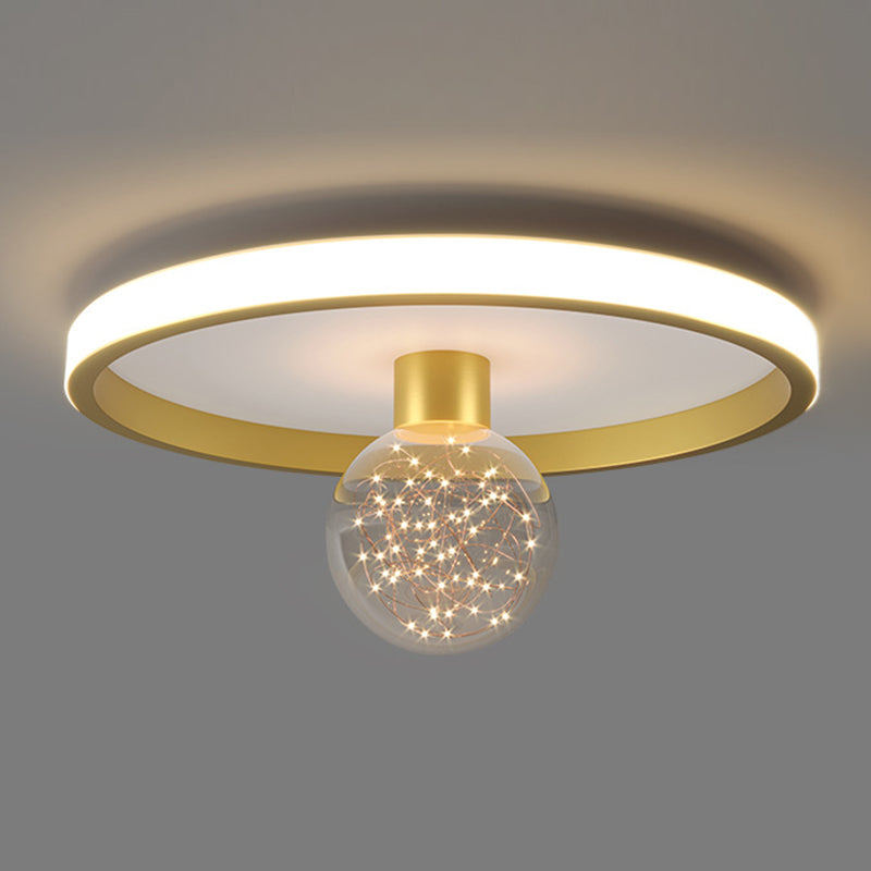 Hallway LED Ceiling Lamp Simple Style Brass Small Flush Mount Light