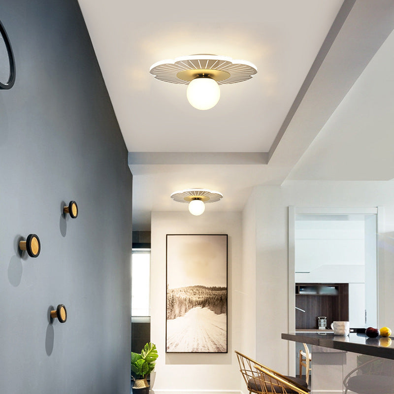 Hallway LED Ceiling Lamp Simple Style Brass Small Flush Mount Light