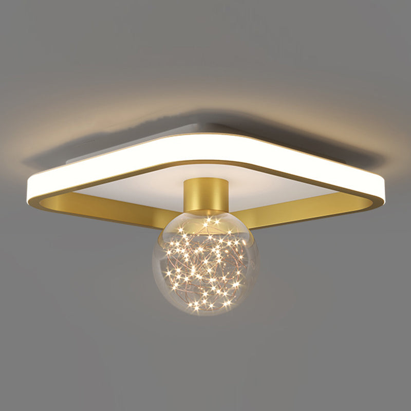 Hallway LED Ceiling Lamp Simple Style Brass Small Flush Mount Light