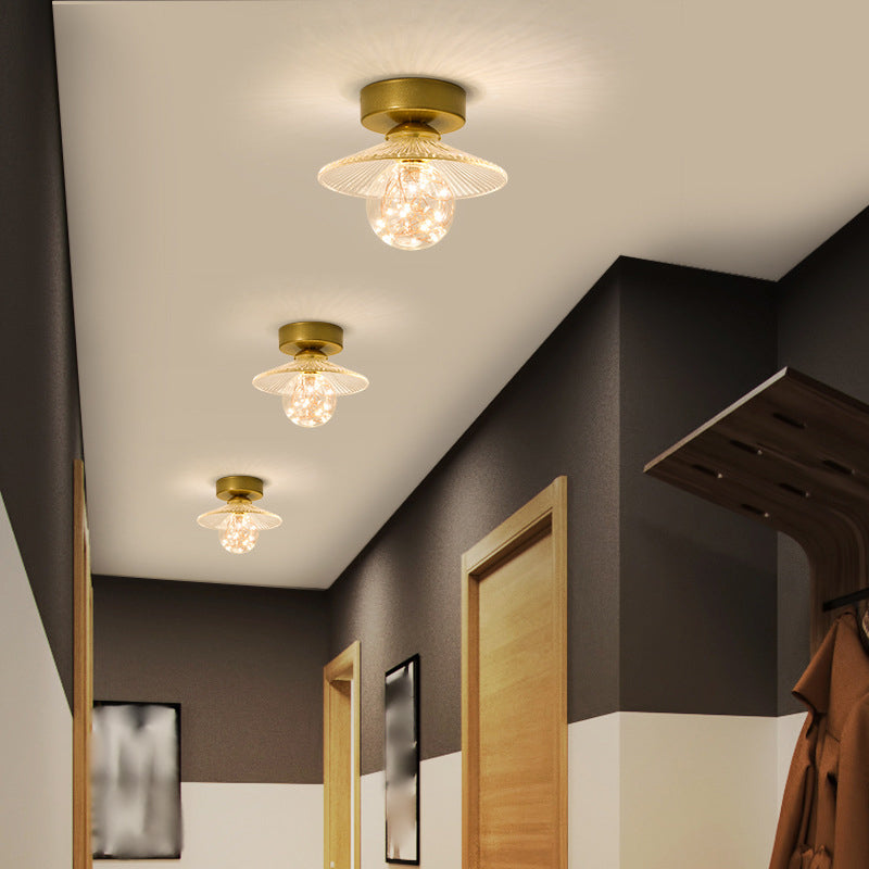 Hallway LED Ceiling Lamp Simple Style Brass Small Flush Mount Light