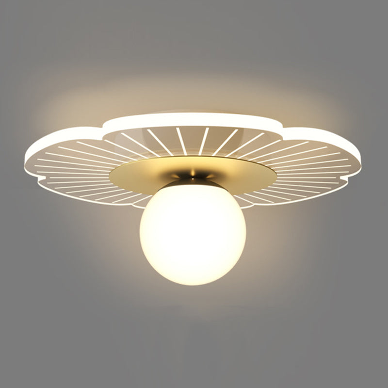 Hallway LED Ceiling Lamp Simple Style Brass Small Flush Mount Light