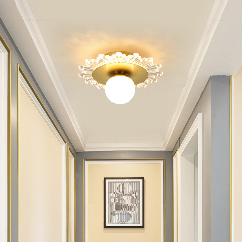 Hallway LED Ceiling Lamp Simple Style Brass Small Flush Mount Light