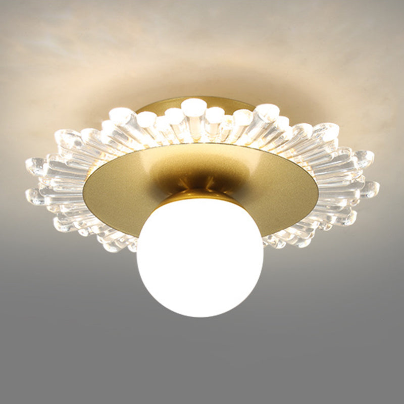 Hallway LED Ceiling Lamp Simple Style Brass Small Flush Mount Light