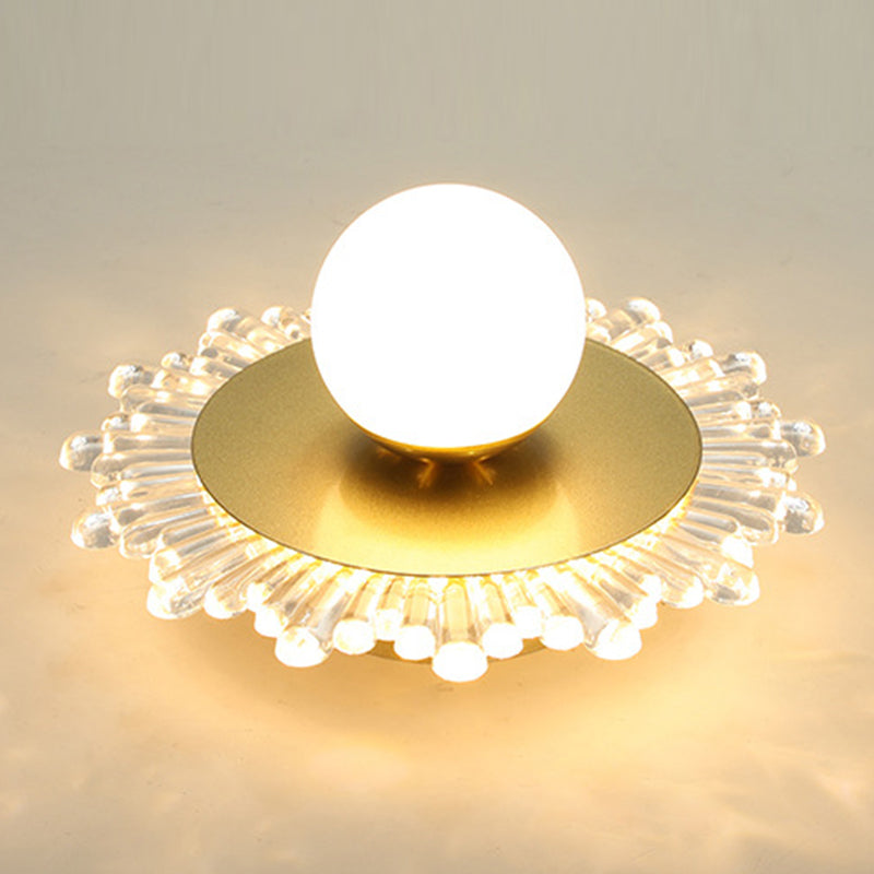 Hallway LED Ceiling Lamp Simple Style Brass Small Flush Mount Light