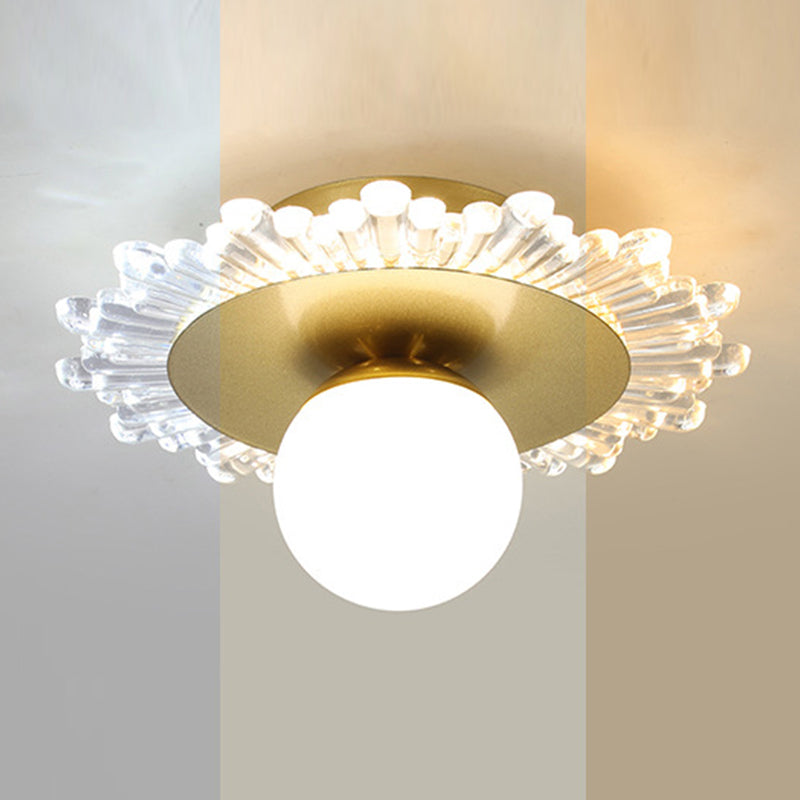 Hallway LED Ceiling Lamp Simple Style Brass Small Flush Mount Light