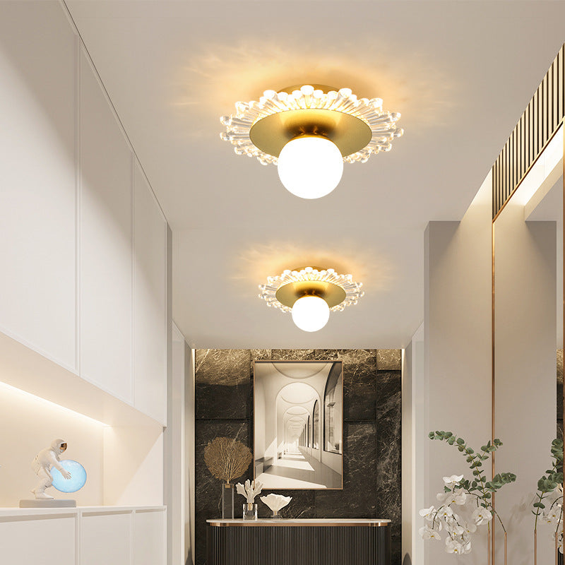 Hallway LED Ceiling Lamp Simple Style Brass Small Flush Mount Light