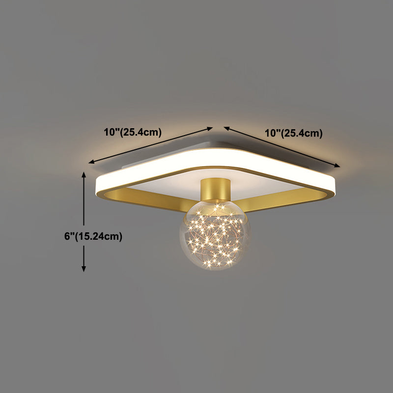 Hallway LED Ceiling Lamp Simple Style Brass Small Flush Mount Light