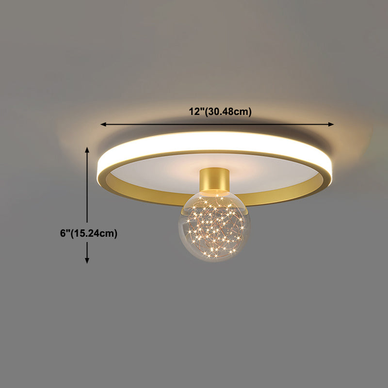 Hallway LED Ceiling Lamp Simple Style Brass Small Flush Mount Light