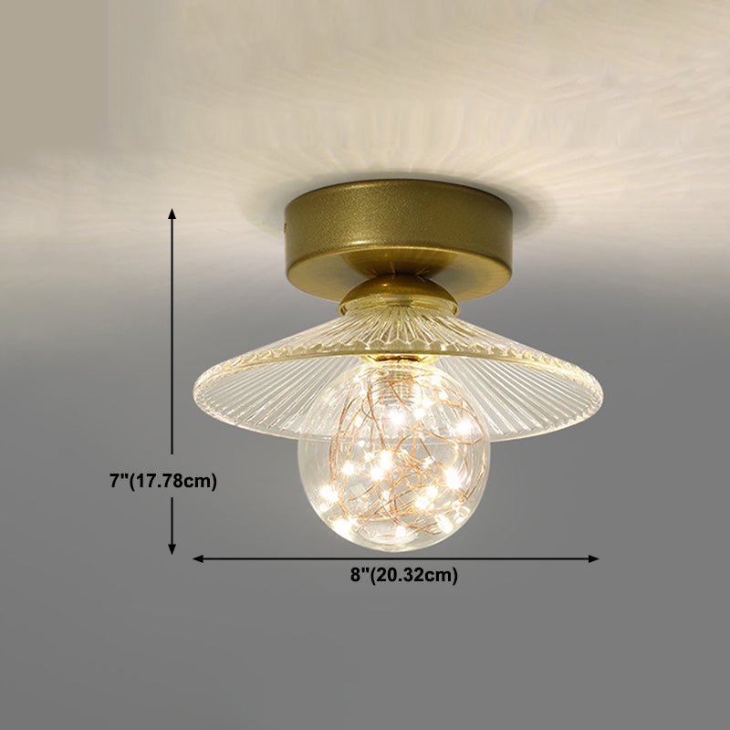 Hallway LED Ceiling Lamp Simple Style Brass Small Flush Mount Light