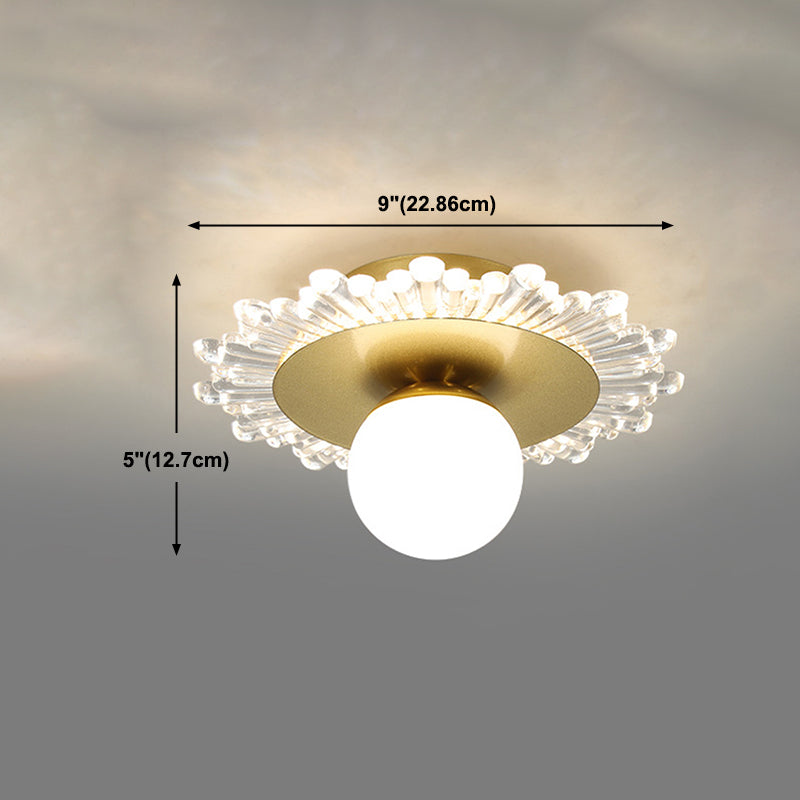 Hallway LED Ceiling Lamp Simple Style Brass Small Flush Mount Light