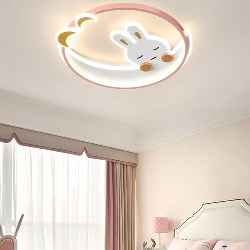 Aluminum Pink Flush Mount Light Lovely Style LED Ceiling Light for Kid's Room