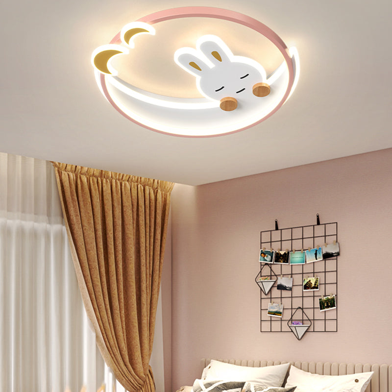 Aluminium Pink Flush Mount Light Lovely Style LED Ceiling Light for Kid's Room