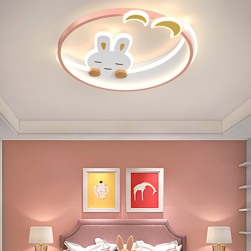 Aluminum Pink Flush Mount Light Lovely Style LED Ceiling Light for Kid's Room