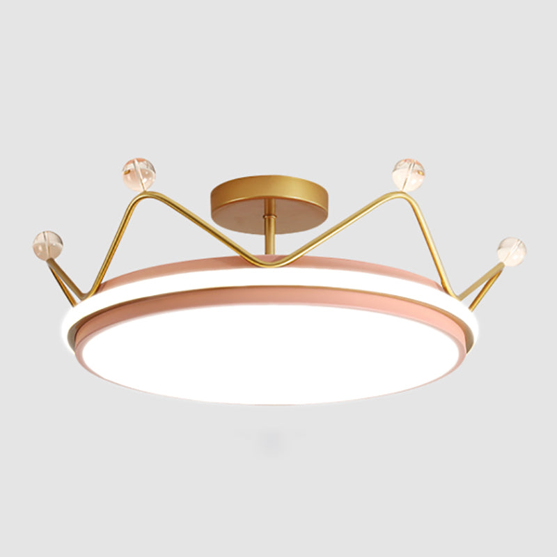 Aluminum Pink Flush Mount Light Lovely Style LED Ceiling Light for Kid's Room