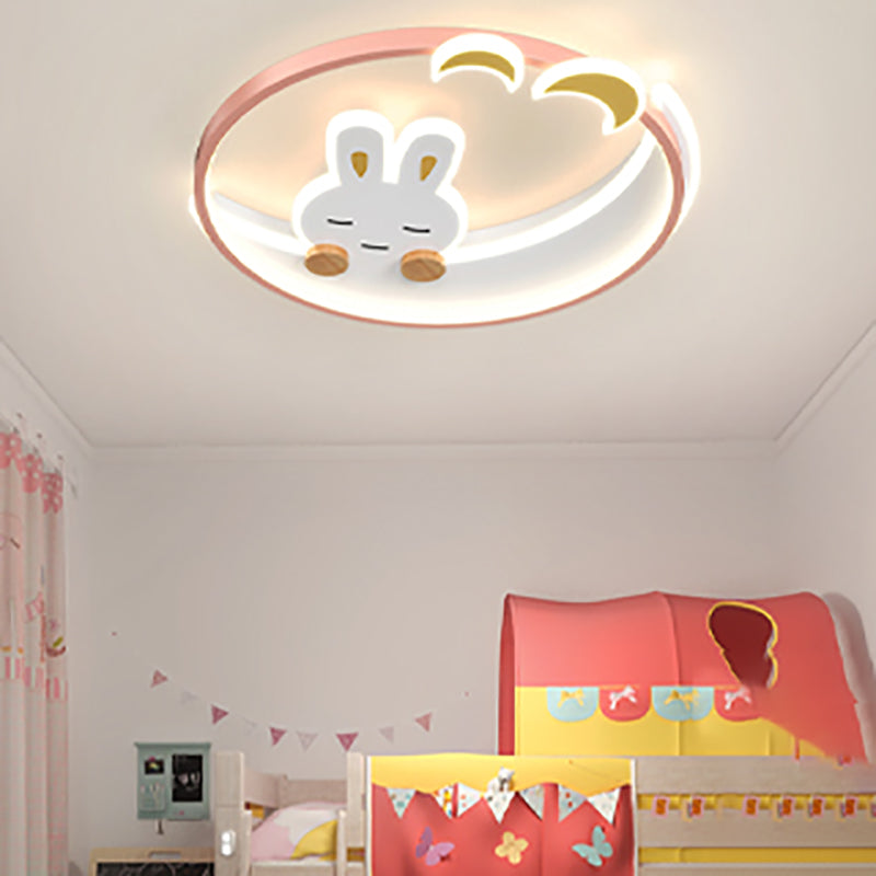 Aluminum Pink Flush Mount Light Lovely Style LED Ceiling Light for Kid's Room