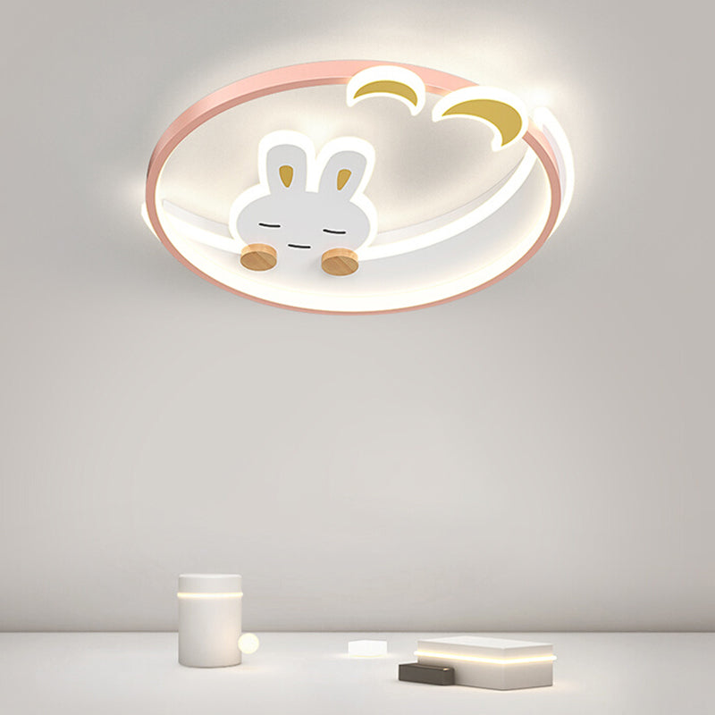 Aluminium Pink Flush Mount Light Lovely Style LED Ceiling Light for Kid's Room