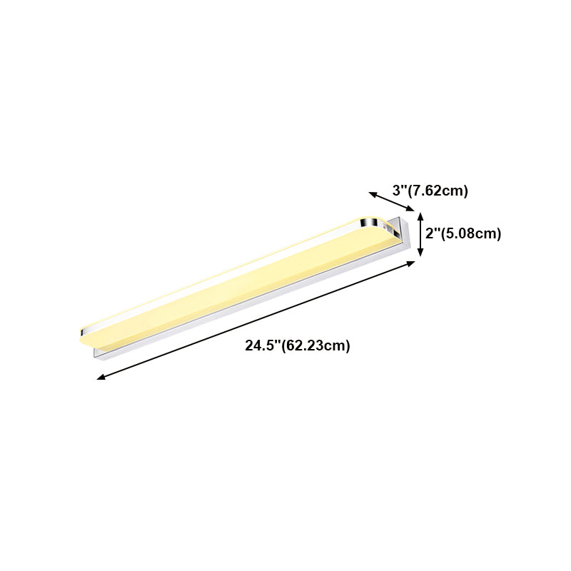 Luz de pared de espejo de metal de forma lineal Luz de montaje de pared de espejo moderna de 1 luz en plata