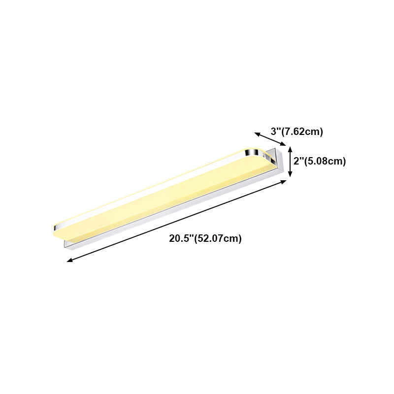 Luz de pared de espejo de metal de forma lineal Luz de montaje de pared de espejo moderna de 1 luz en plata