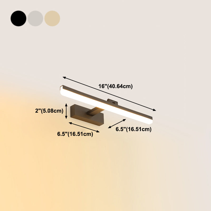 Forma de pared de espejo de forma lineal de metal estilo moderno 1 luz de montaje en la pared de espejo de luz