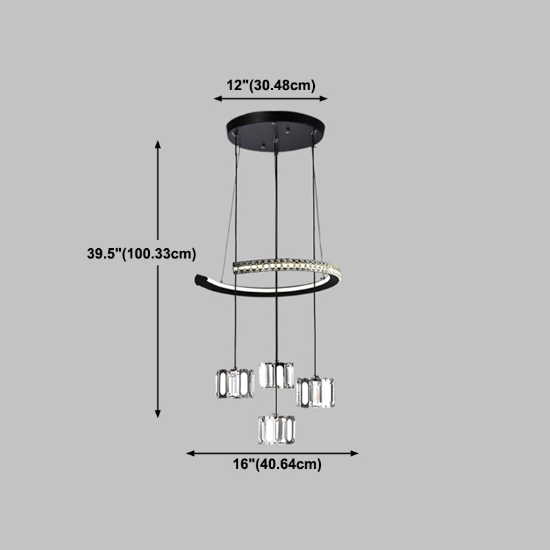 Nordischer Kristall Kronleuchter geometrischer 5 Lichter Kronleuchter für Wohnzimmer