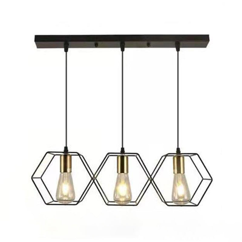 Salle à manger géométrique suspendue à lampe suspendue Metal Metal Black Pendant Lightture