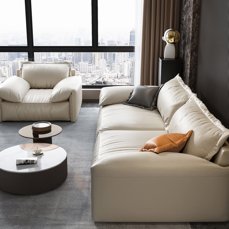 Wohnzimmer Kunstleder Kissen Top Arm Standard zeitgenössisches beige Sofa