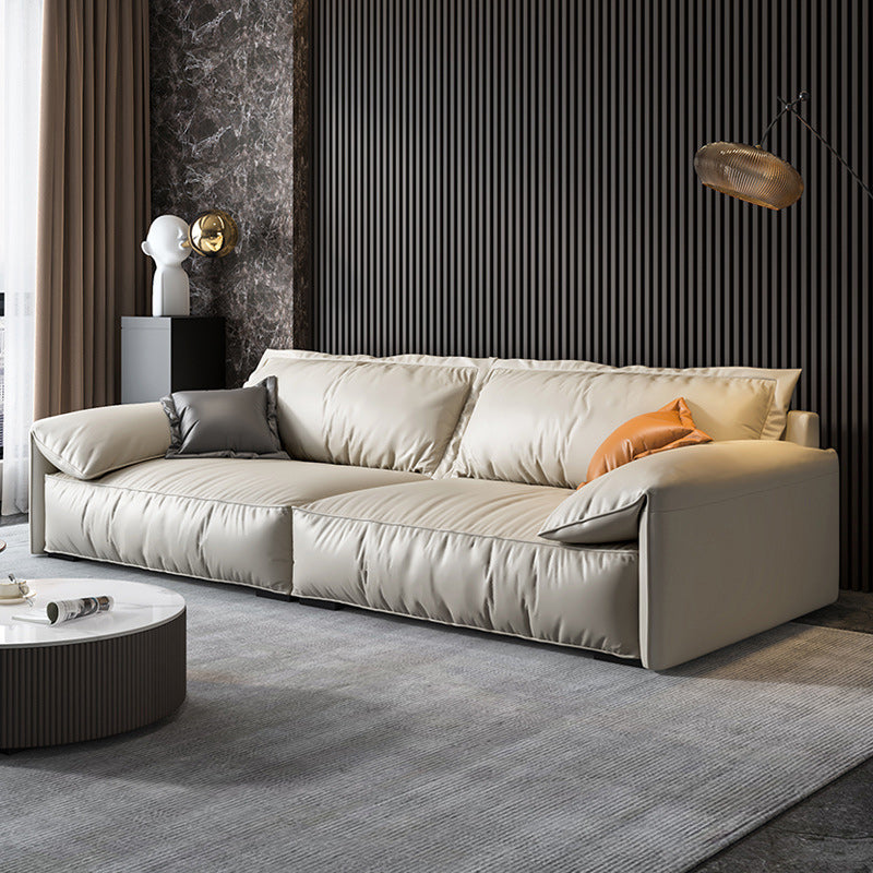 Wohnzimmer Kunstleder Kissen Top Arm Standard zeitgenössisches beige Sofa