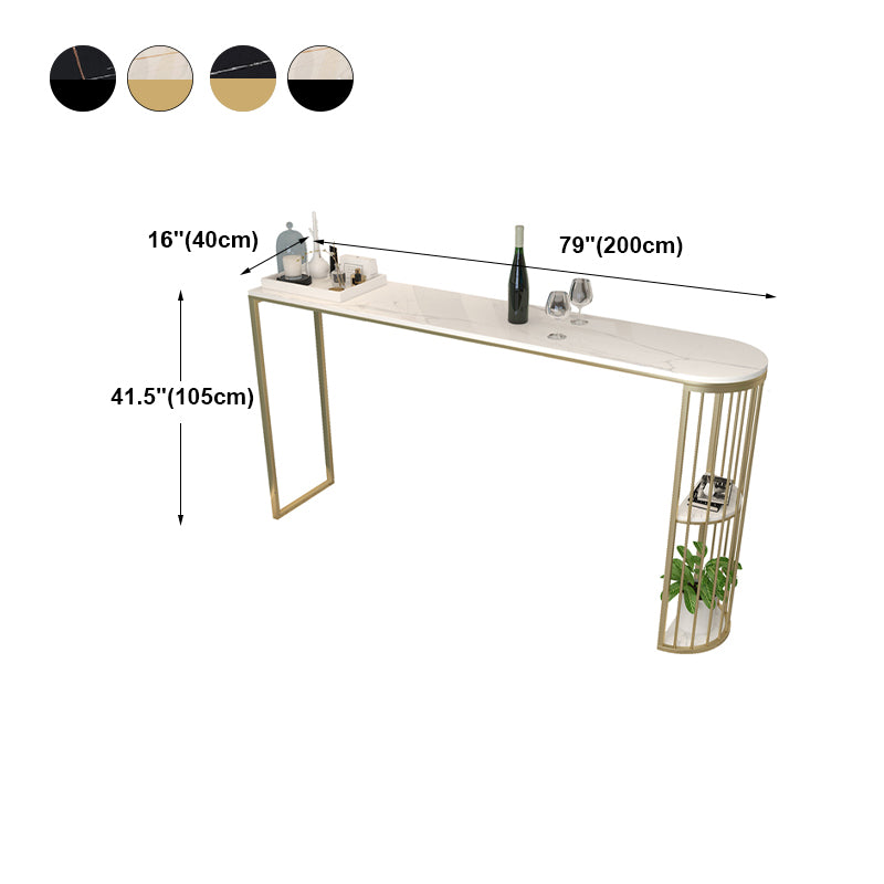 Marble Pub Table with Specialty Table Top Double Pedestal Table- 41.3" H