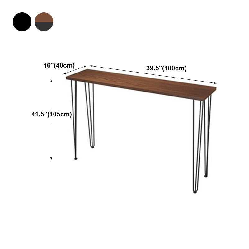 Solid Wood Counter Table with Rectangle Table Top Black Legs Table - 41.3" H