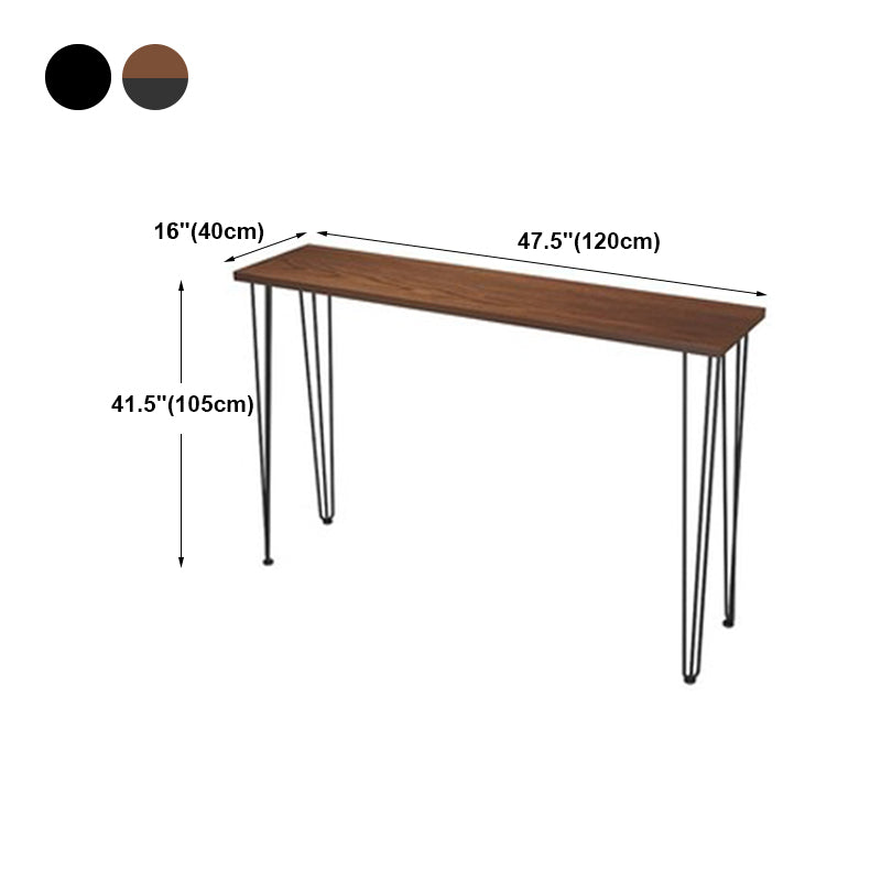 Solid Wood Counter Table with Rectangle Table Top Black Legs Table - 41.3" H