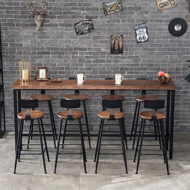 Wood Cocktail Bar Table with Rectangle Table Top Black Trestle Table - 41.3" H