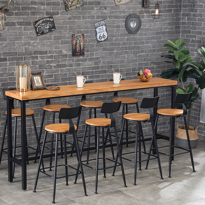 Wood Cocktail Bar Table with Rectangle Table Top Black Trestle Table - 41.3" H