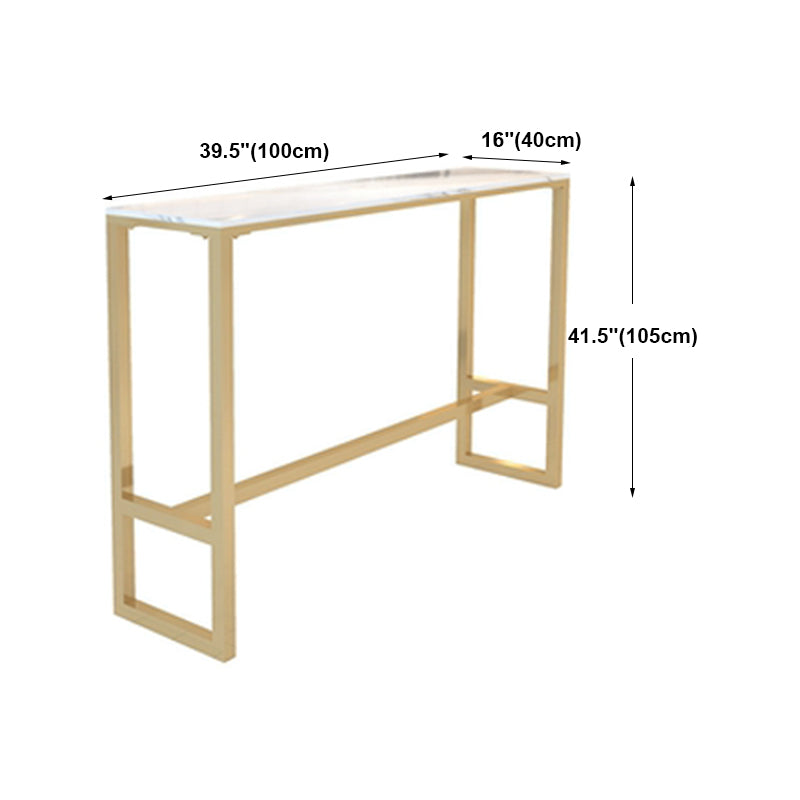 White Marble Table with Rectangle Table Top Gold Trestle Table - 41.3" H