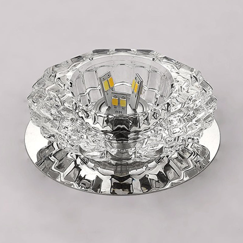 Circular Ceiling Lamp Modern Stainless Steel Flush Mount with Hole 2-3.5'' Dia for Aisle