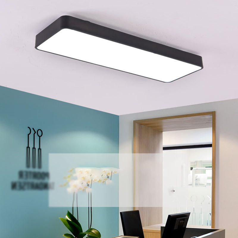 Rectangle Shape LED Ceiling Lamp Modern Aluminium 1 Light Flush Mount for Studio