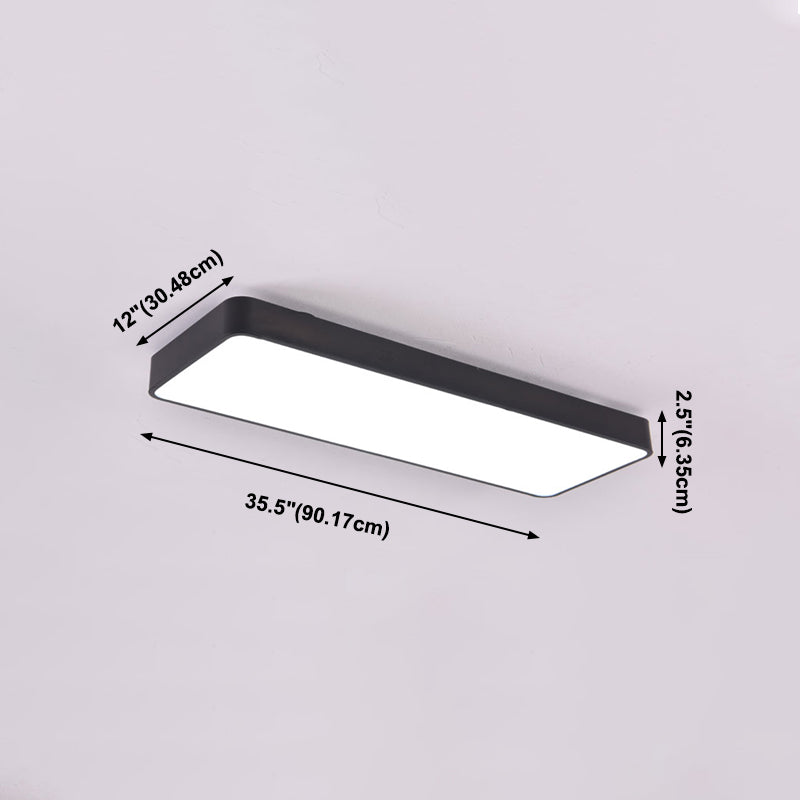 Rectangle Shape LED Ceiling Lamp Modern Aluminium 1 Light Flush Mount for Studio