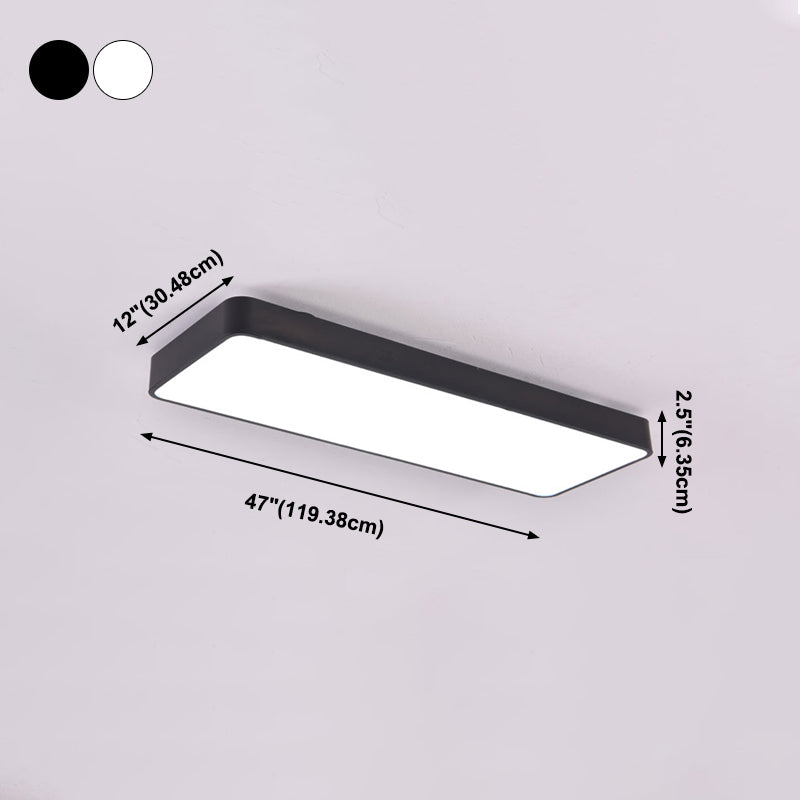 Rectangle Shape LED Ceiling Lamp Modern Aluminium 1 Light Flush Mount for Studio