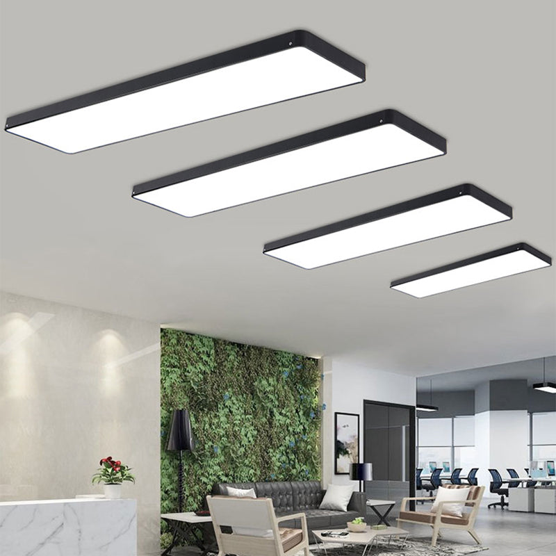 Rectangle Shape LED Ceiling Lamp Modern Iron 1 Light Flush Mount for Office