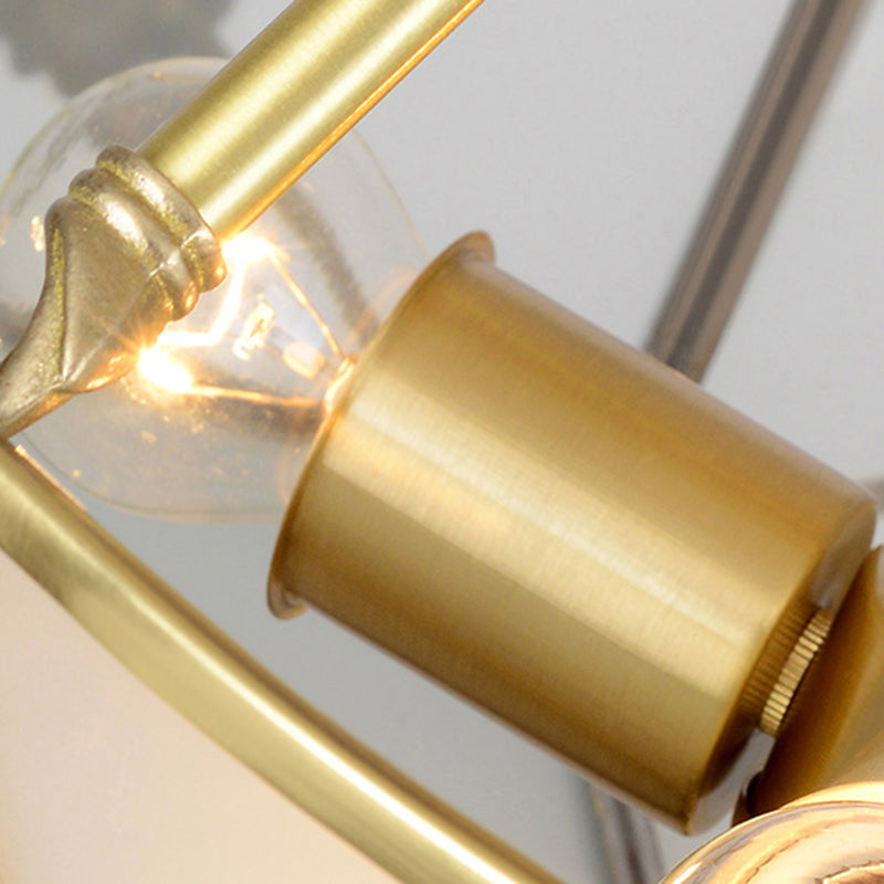 Gouden koperen plafondverlichting armaturen traditionele trommelplafond gemonteerde lamp met glazen schaduw