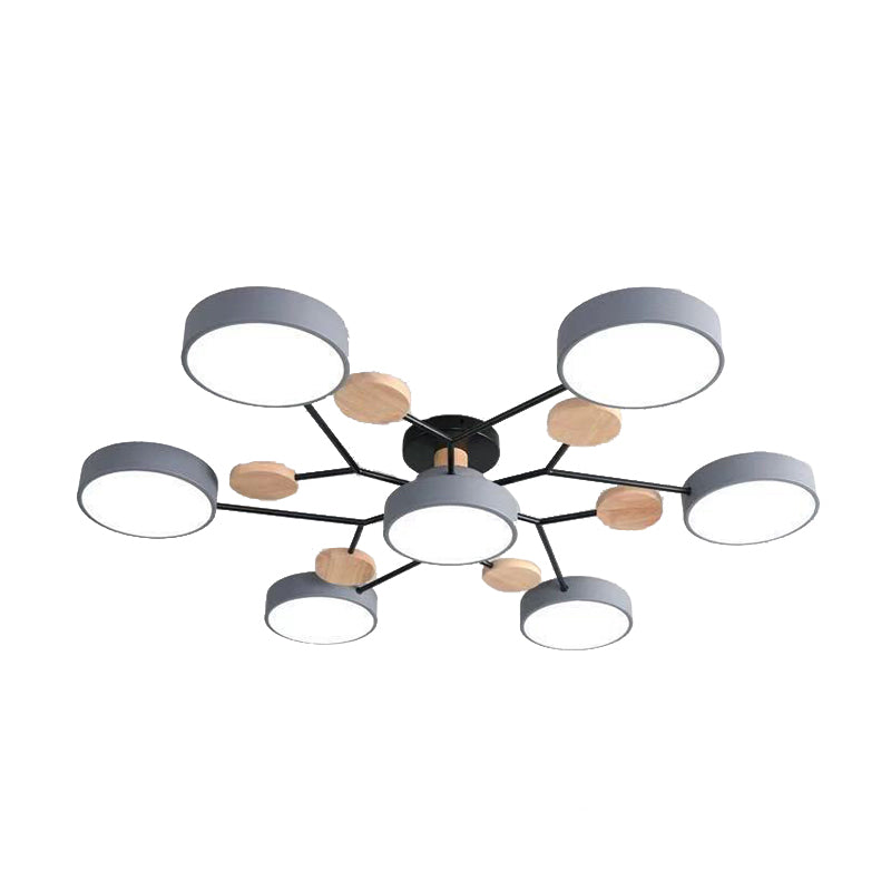 Macaron Molecular LED Ceiling Fixture Metal Living Room Semi Flush Mount Light