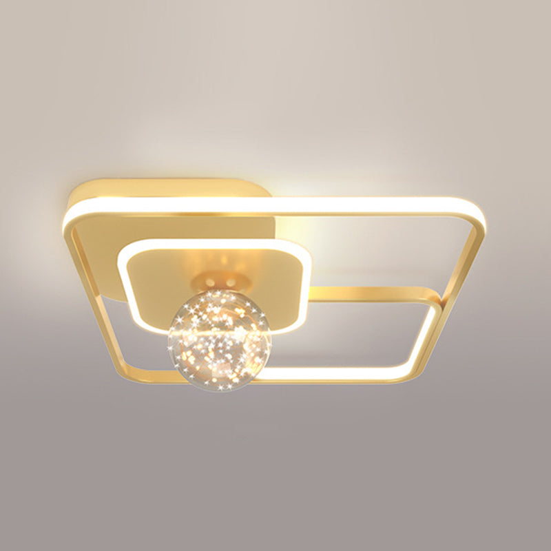 Gold Geometric LED Flush Ceiling Light Minimalist Starry Glass Flush Mount Fixture