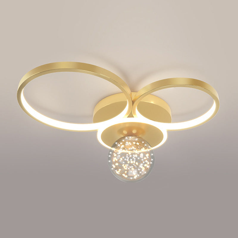 Gold Geometric LED Flush Ceiling Light Minimalist Starry Glass Flush Mount Fixture